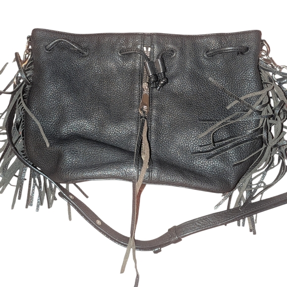 Rebecca Minkoff Black Leather Fringe Shoulder Bag - Picture 9 of 12